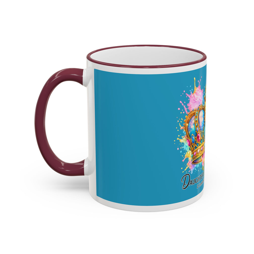 Daughter of the King Crown Accent Rim Mug — Religious Inspirational Coffee Cup (11oz/15oz)