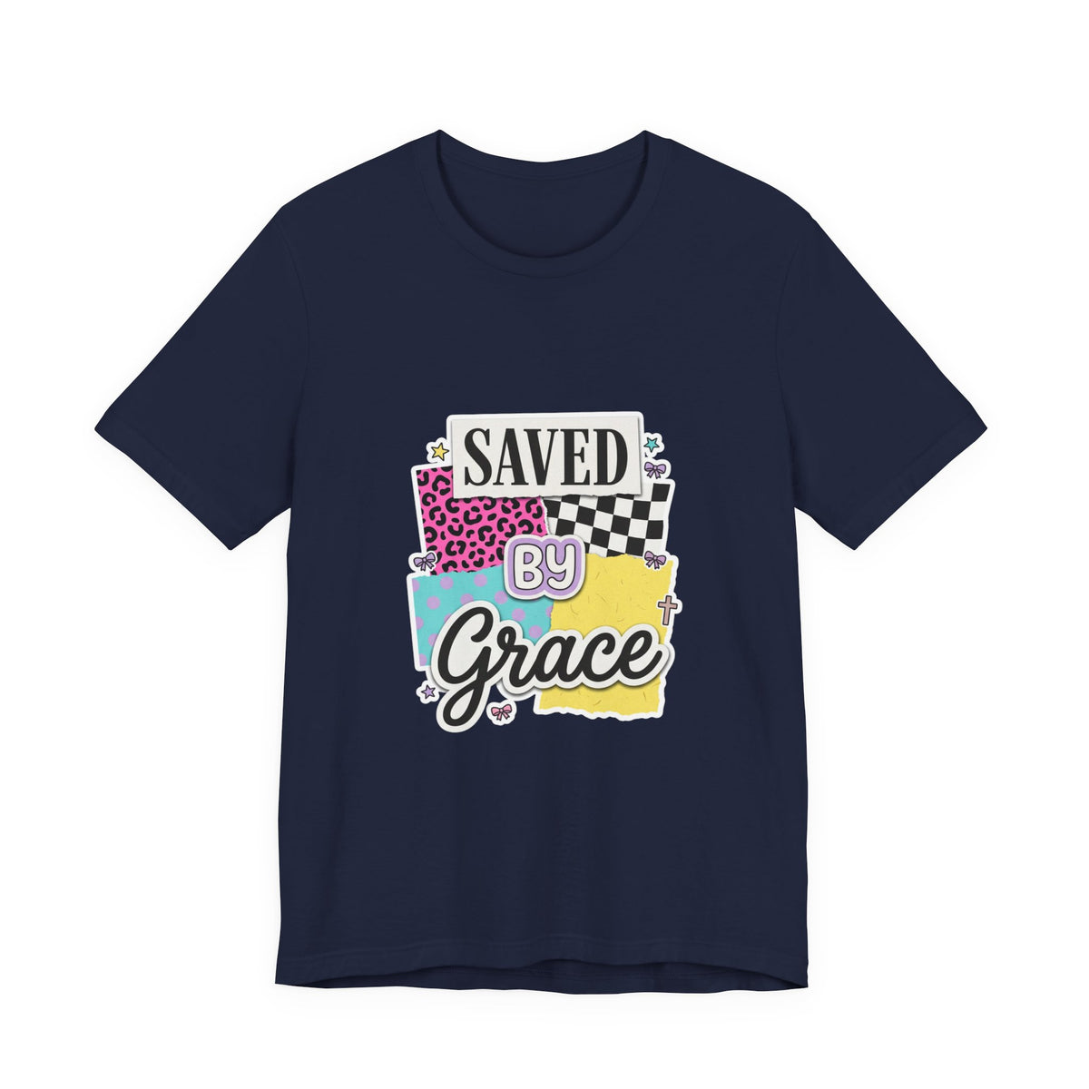 Saved by Grace Tee | Christian faith shirt, colorful scripture design