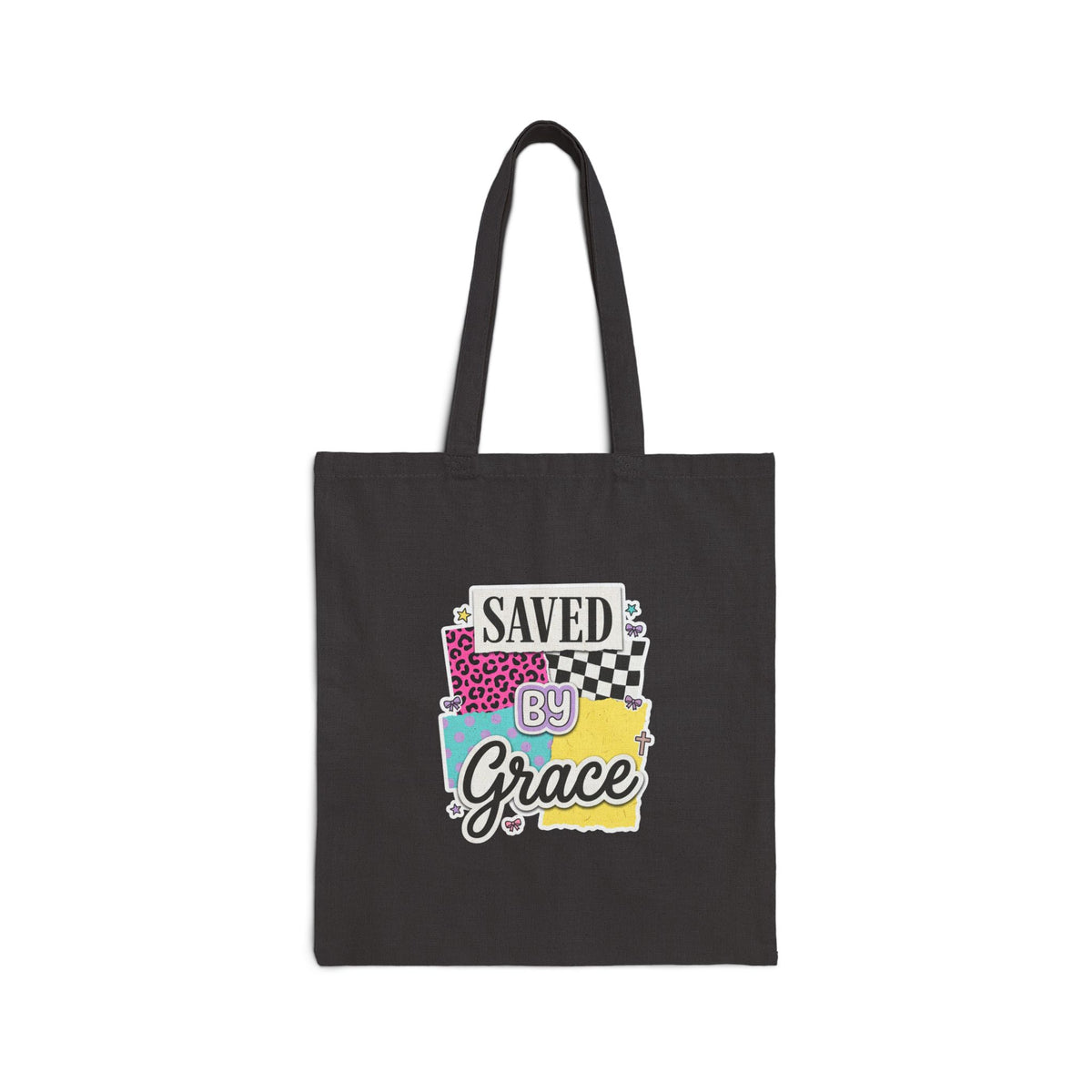 Saved by Grace Tote | Christian Faith Rainbow Scripture Design