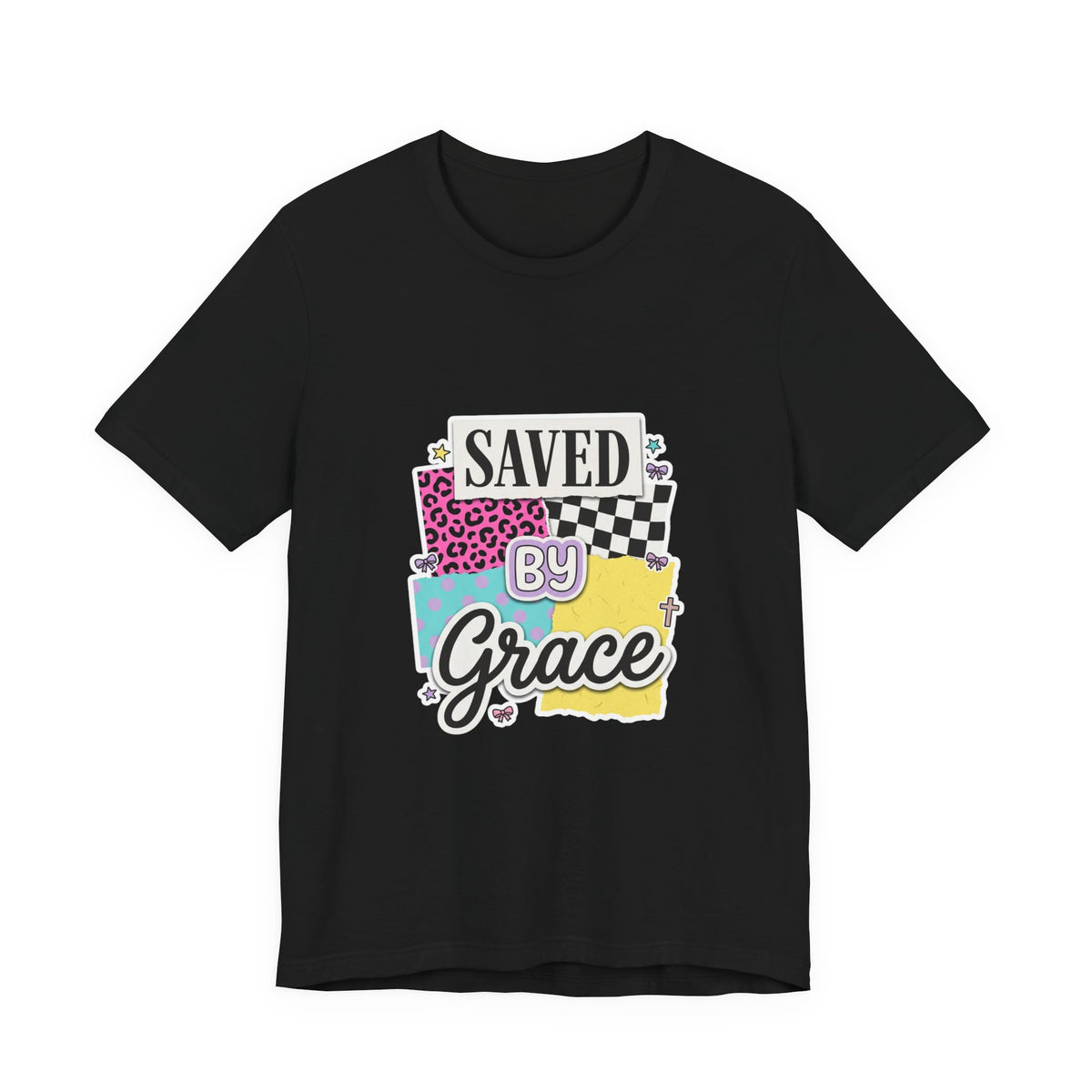 Saved by Grace Tee | Christian faith shirt, colorful scripture design