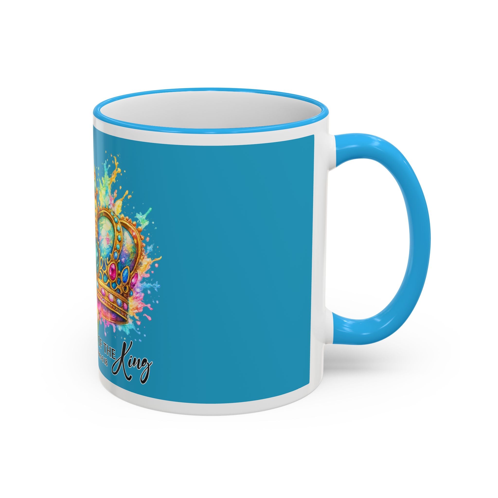 Daughter of the King Crown Accent Rim Mug — Religious Inspirational Coffee Cup (11oz/15oz)