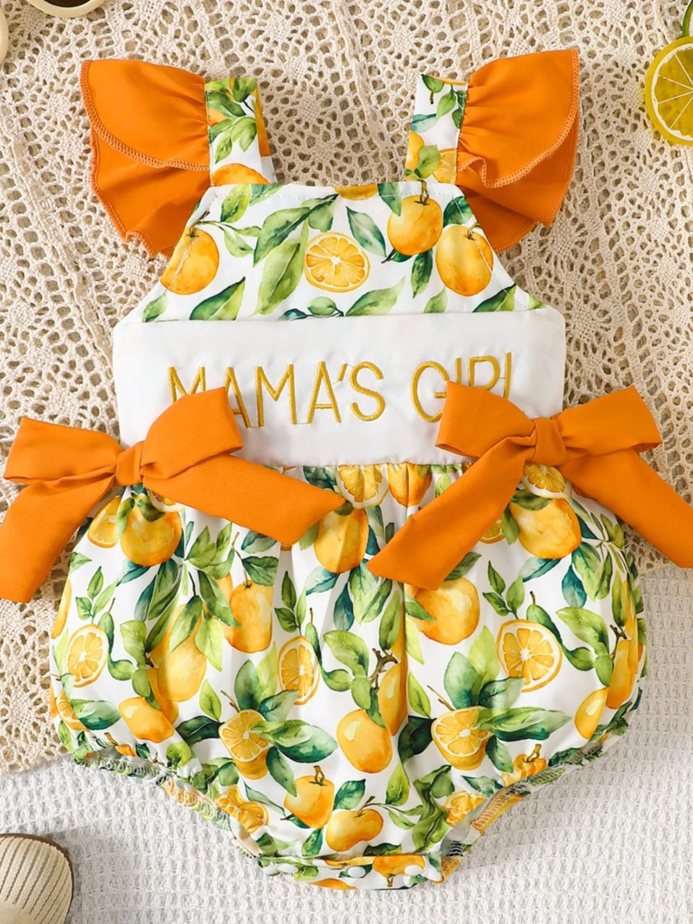 Mamas Girl Cow Print Ruffle OnePiece
