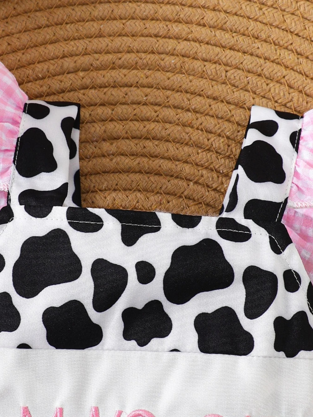 Mamas Girl Cow Print Ruffle OnePiece