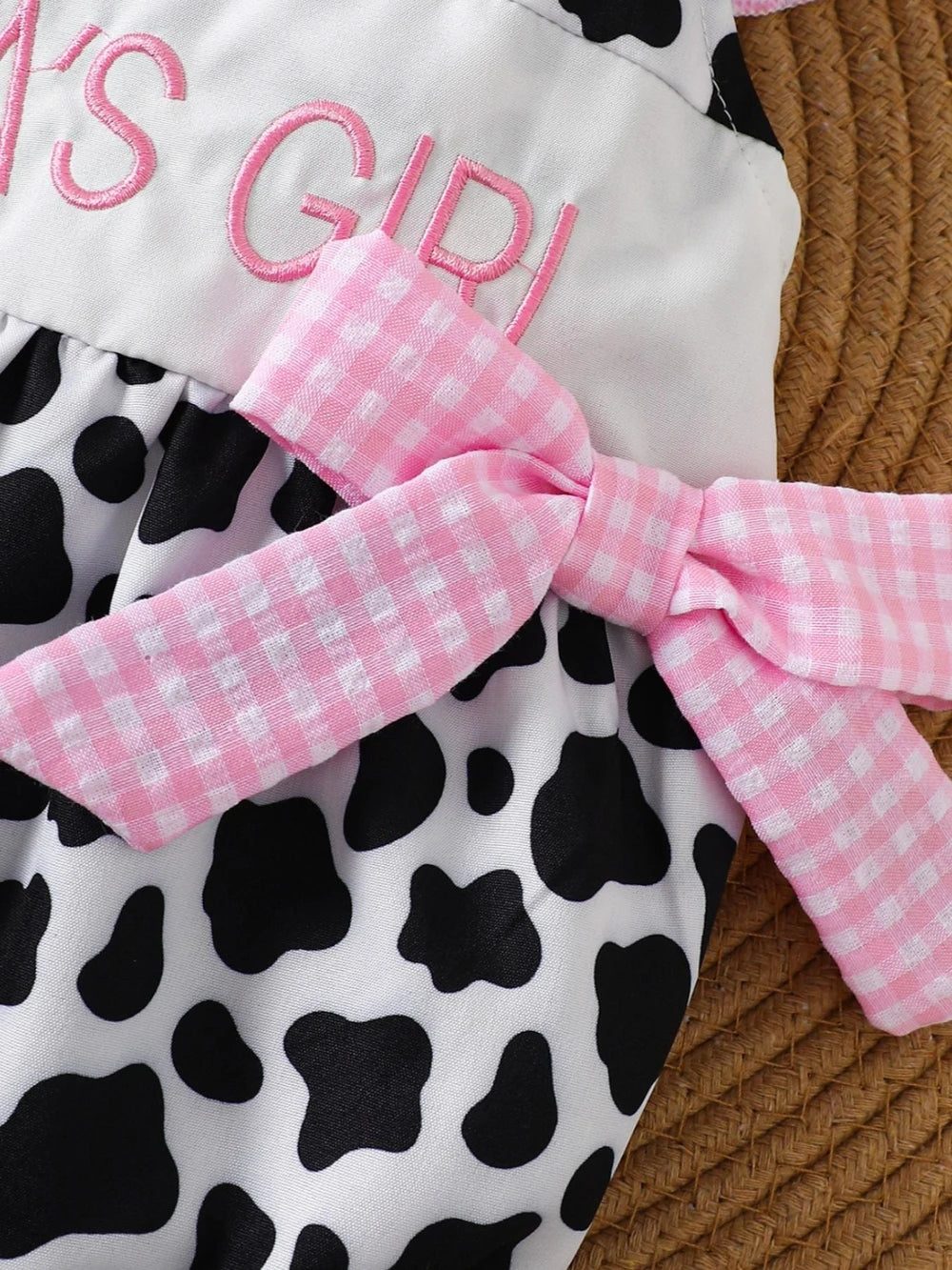 Mamas Girl Cow Print Ruffle OnePiece