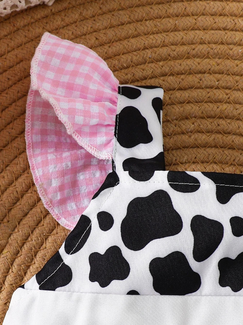 Mamas Girl Cow Print Ruffle OnePiece