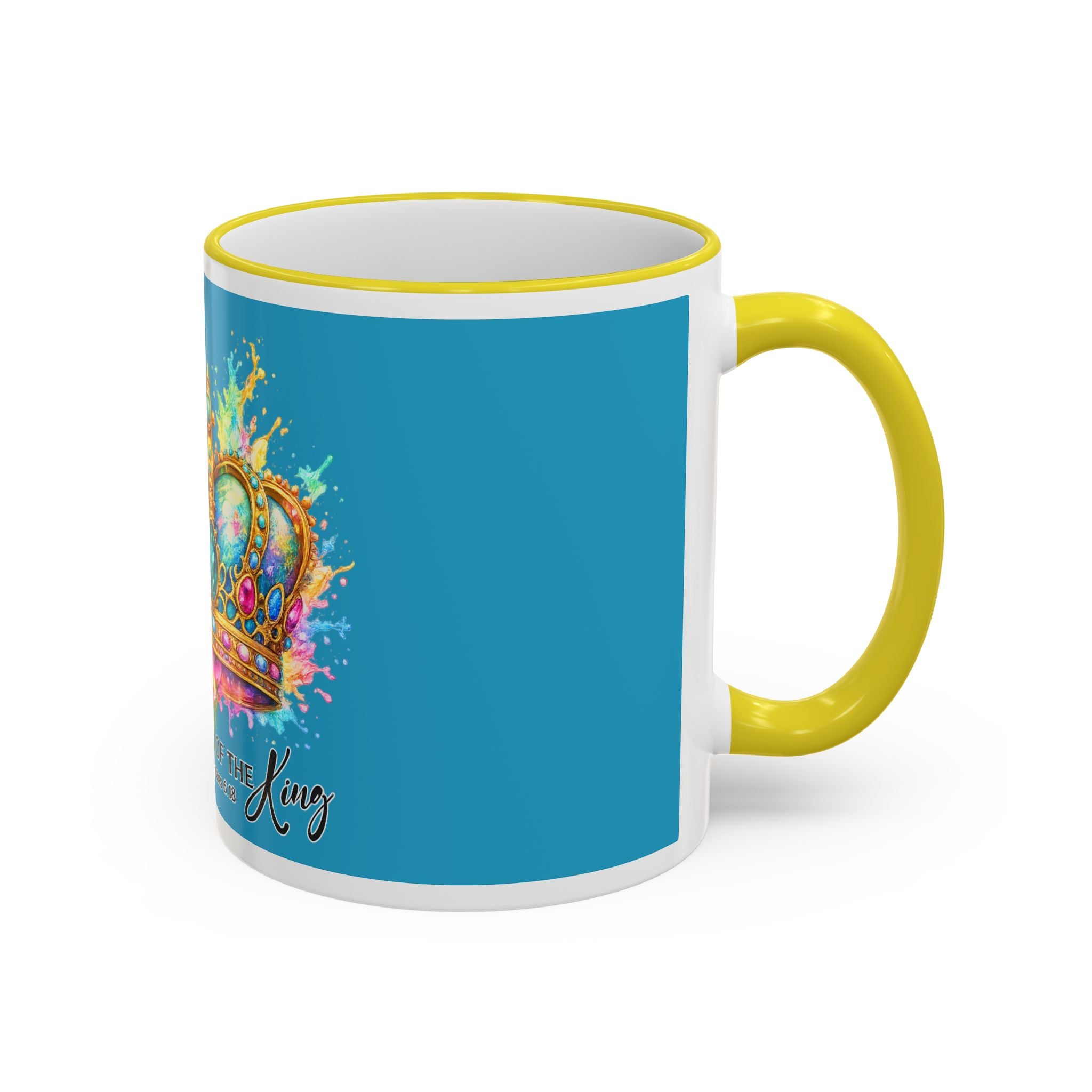 Daughter of the King Crown Accent Rim Mug — Religious Inspirational Coffee Cup (11oz/15oz)