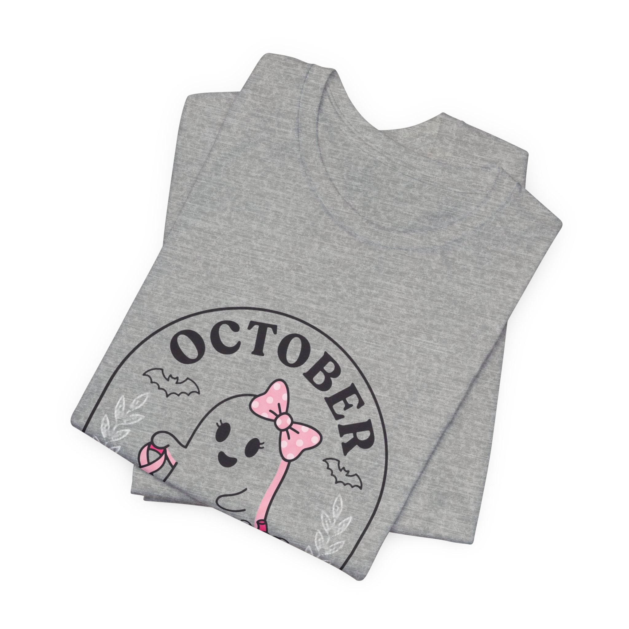 Pink Boo Crew October Ghost T-Shirt | Breast Cancer Awareness Ribbon