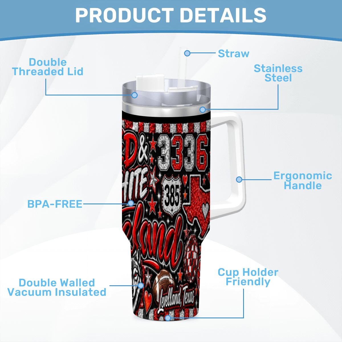 Travel Coffee Mug with Handle and Straw (40oz) 1000020786