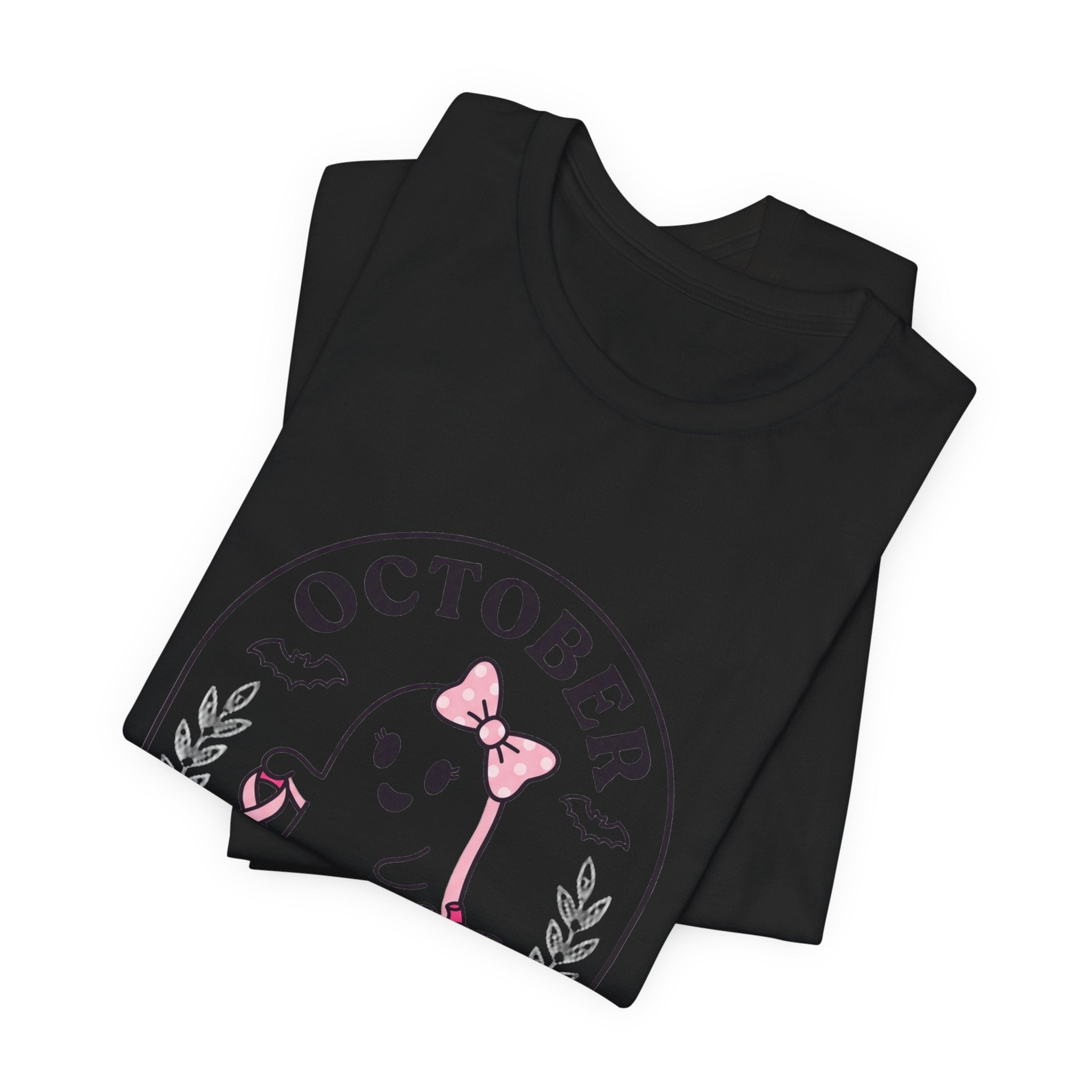 Pink Boo Crew October Ghost T-Shirt | Breast Cancer Awareness Ribbon