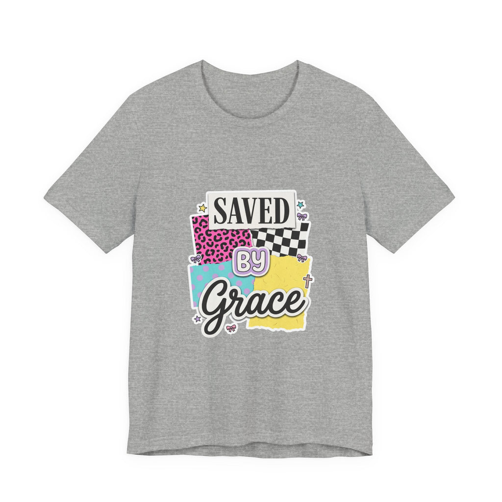 Saved by Grace Tee | Christian faith shirt, colorful scripture design