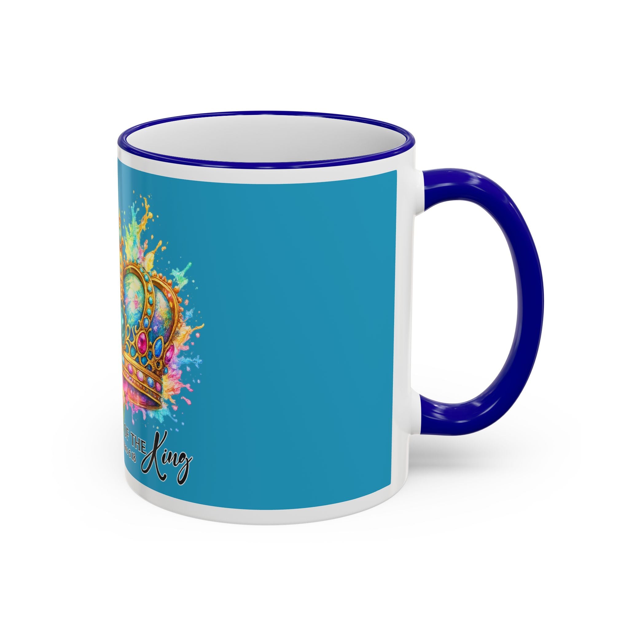Daughter of the King Crown Accent Rim Mug — Religious Inspirational Coffee Cup (11oz/15oz)
