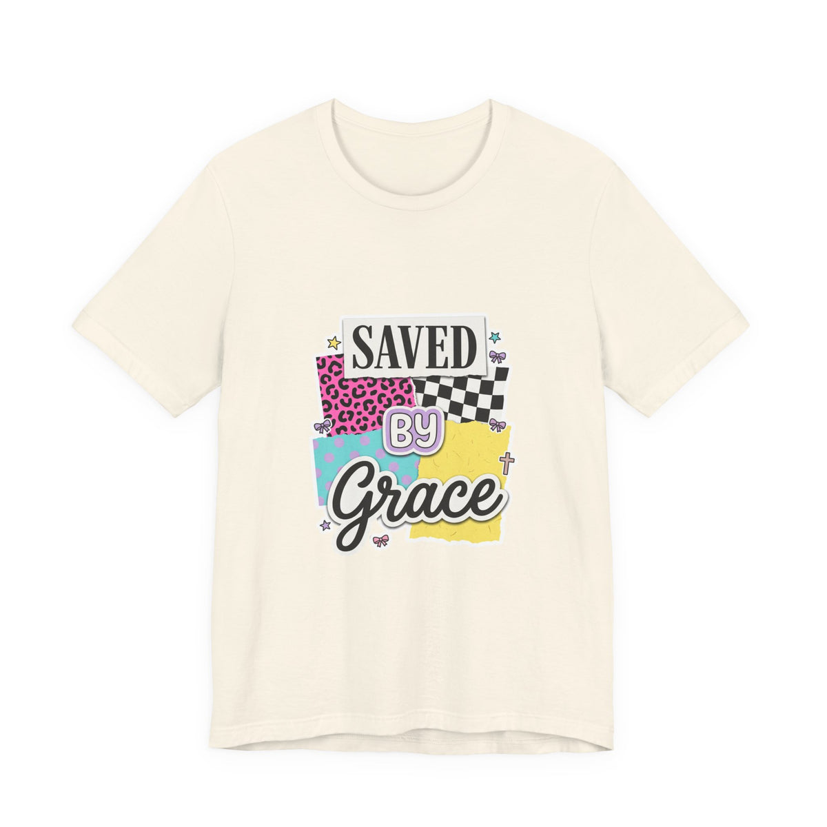 Saved by Grace Tee | Christian faith shirt, colorful scripture design