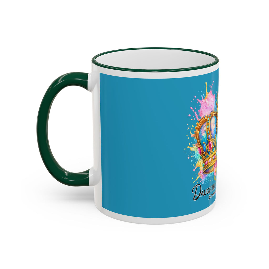 Daughter of the King Crown Accent Rim Mug — Religious Inspirational Coffee Cup (11oz/15oz)