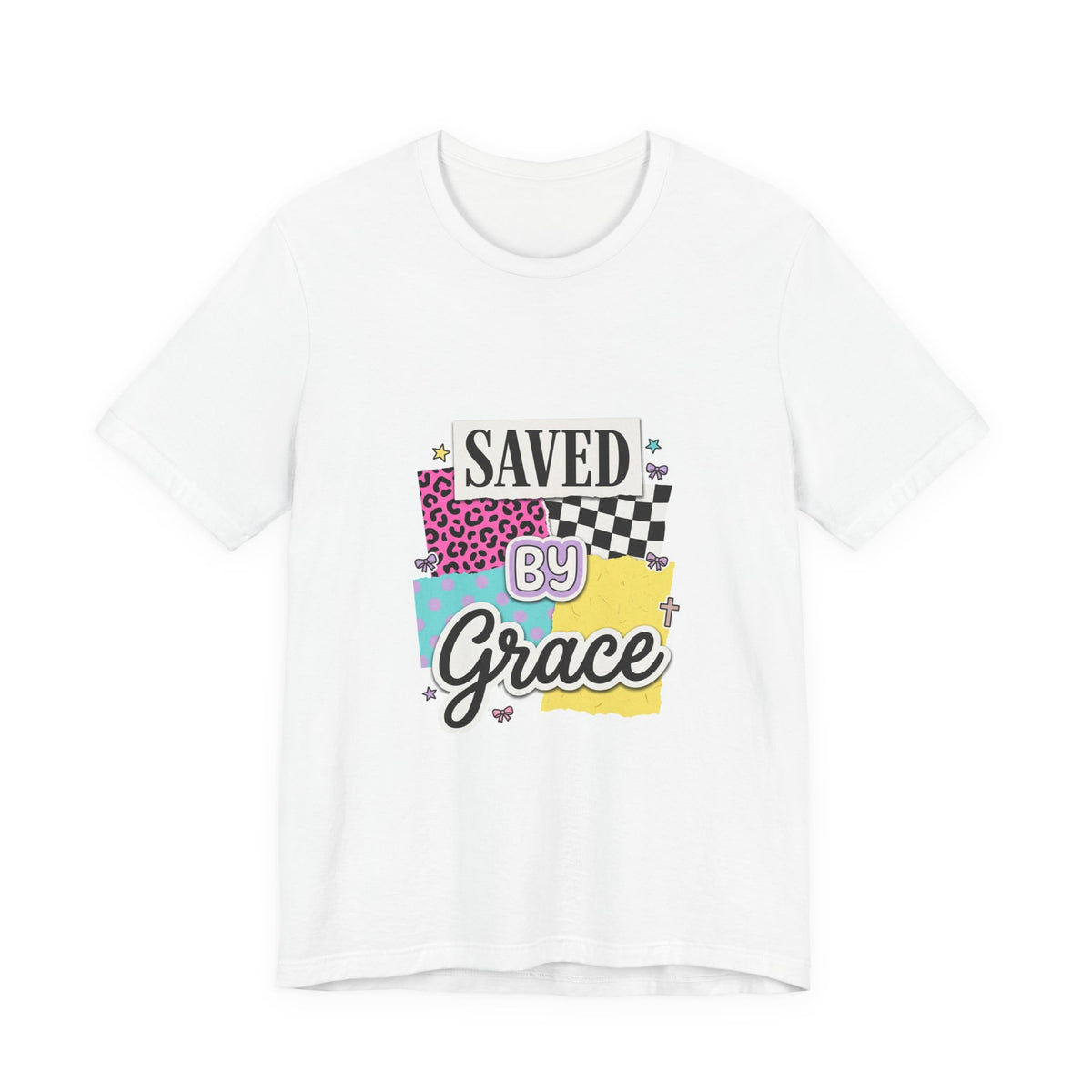 Saved by Grace Tee | Christian faith shirt, colorful scripture design