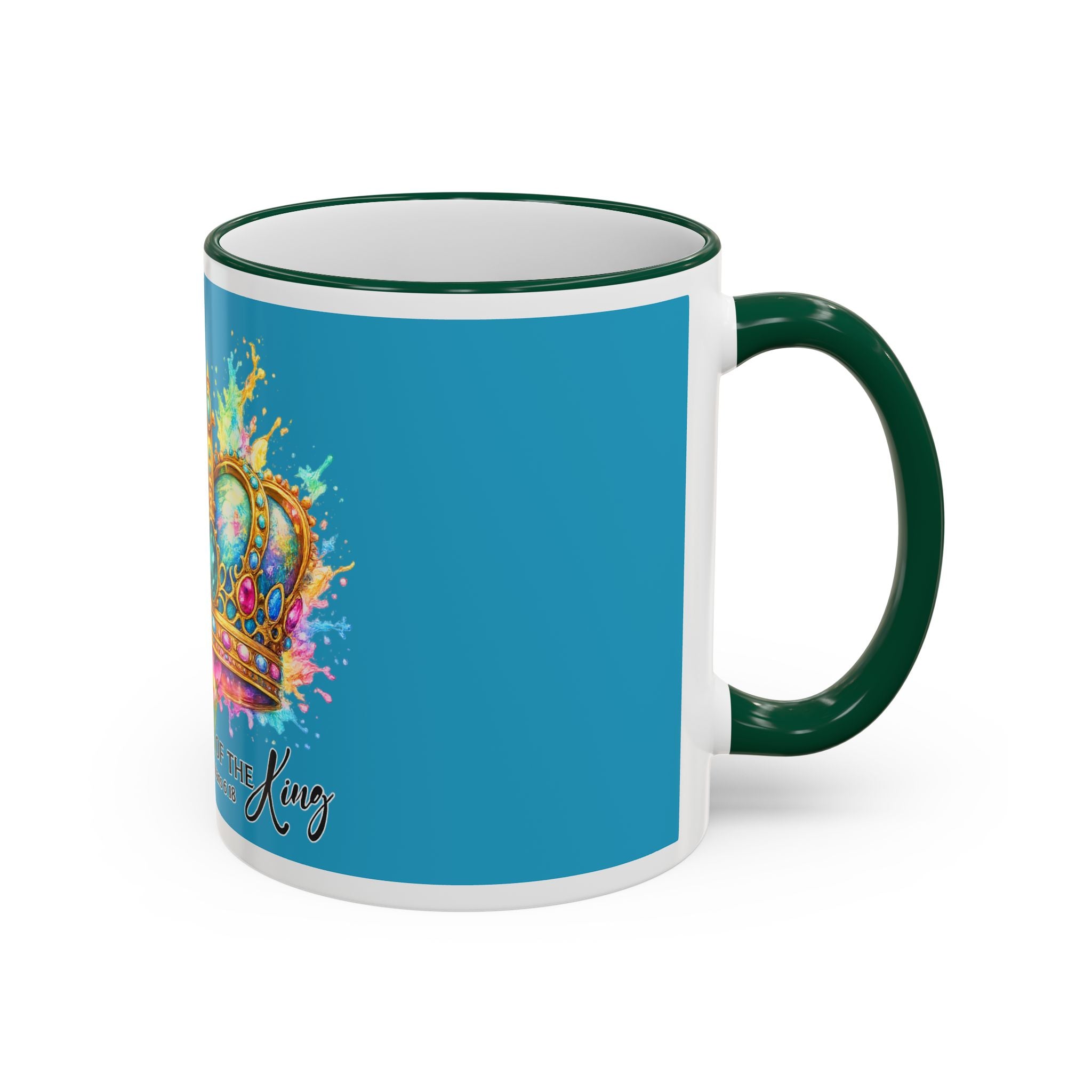 Daughter of the King Crown Accent Rim Mug — Religious Inspirational Coffee Cup (11oz/15oz)