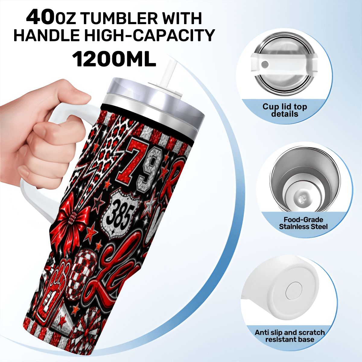 Travel Coffee Mug with Handle and Straw (40oz) 1000020786
